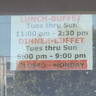 Buffet hours