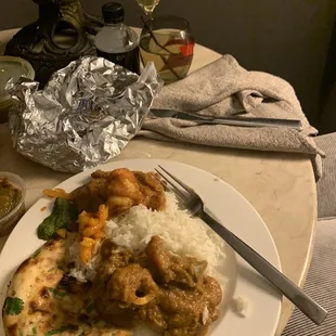 Curry Goad Shrimp Chili Fry Naanand ri Rice   Delicious