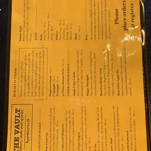Cocktail list