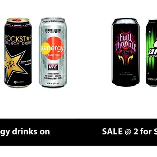 Energy Drinks on sale @ 2 for $4.00!!