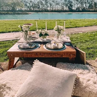 Picnic set up with view.