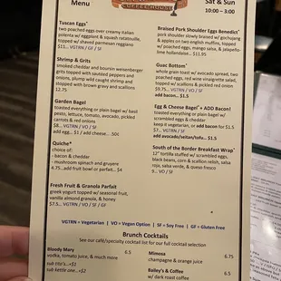 Brunch menu