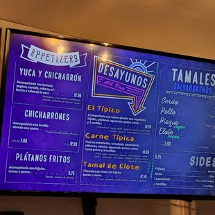 he menu and prices of the restaurant
