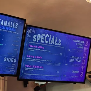 enus on two large screens