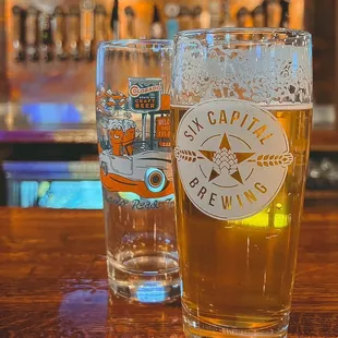 two glasses of beer