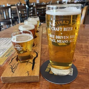 Beer flight and raspberry beer