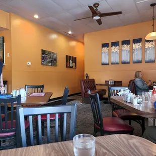 a waitress serving customers