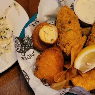 Fish &amp; chips with coleslaw