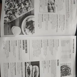 Apps, pizza, calzones, sandwiches