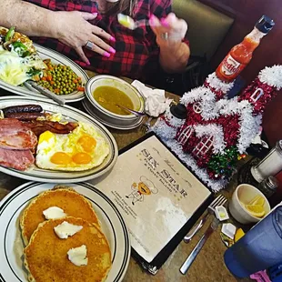 a man eating breakfast