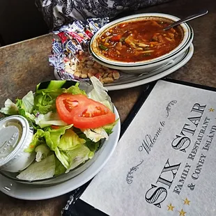 two plates of food on a table
