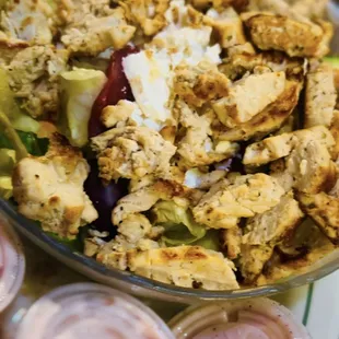 Huge chicken Greek salad this was a small yikes