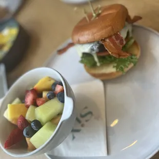 Side of fruit &amp; Burger