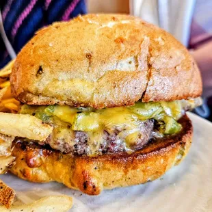 Sixty-six Green Chili Burger. Delicious!