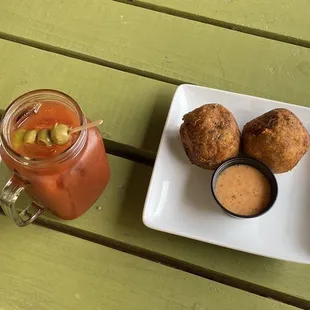 Bloody Mary and boudin balls