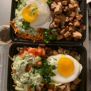 Grilled Chicken (rice plate top, salad plate bottom)