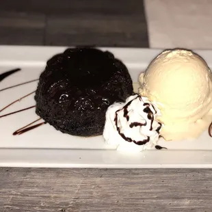 Melting lava chocolate cake with ice cream