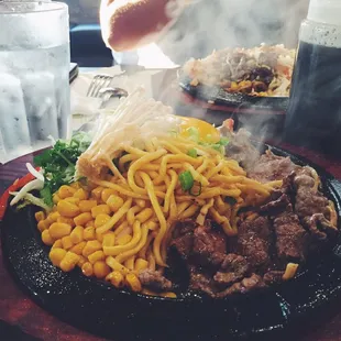 Make It Yourself: sliced beef, garlic noodles, and egg