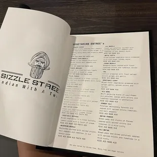 Vegetarian entree menu