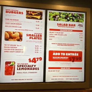 Menu as of June 2024