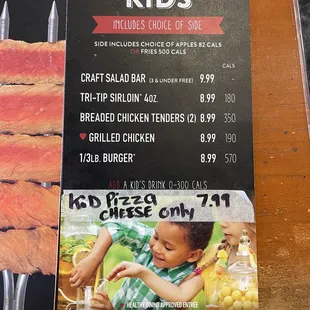 Kids menu