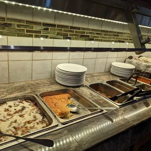 Bread pudding and peach cobbler