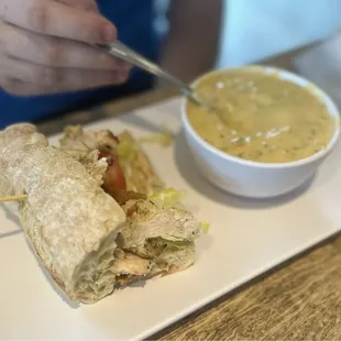 Pick two combo with broccoli cheddar soup and a chicken club