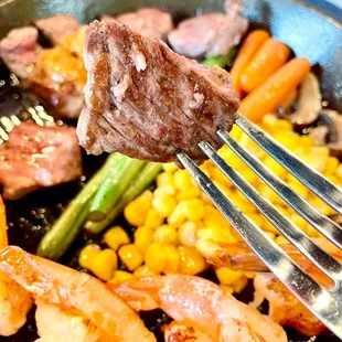 Diced Cut Steak &amp; Shrimp Deluxe W/Rice