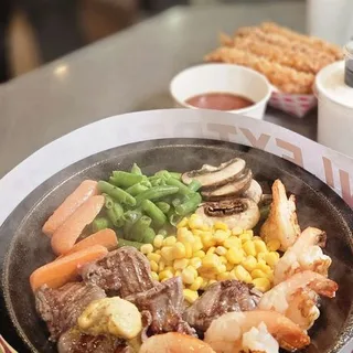 Diced Cut Steak & Shrimp Deluxe W/Rice