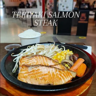 Teriyaki Salmon Steak Deluxe W/Rice