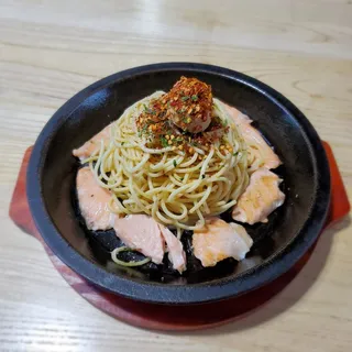 Salmon Aglio Olio Pasta