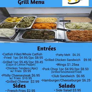 the menu for the sizzlin skillet