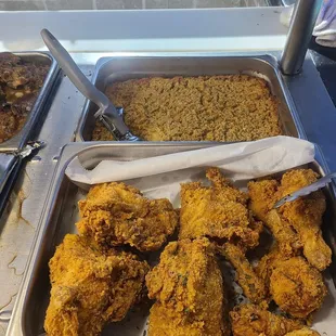 a tray of fried chicken