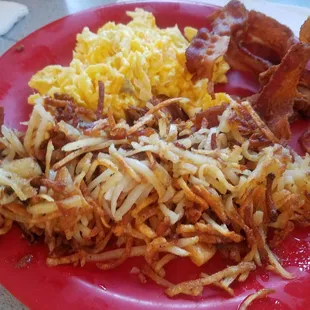 My family&apos;s order bacon eggs hash browns