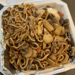 noodles in a styrofoam container