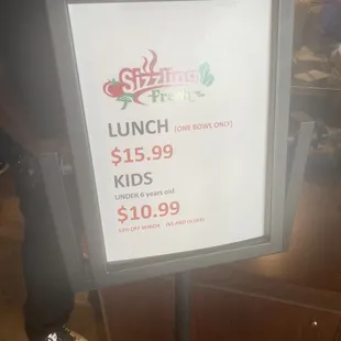 Lunch Price