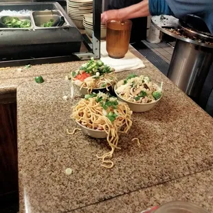 Noodles getting ready to be prepared