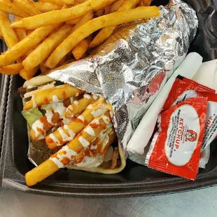 Lamb gyro with fries