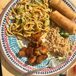 a plate of asian food