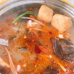 Hot pot with bone broth and beef tallow