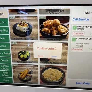 Ordering table kiosk