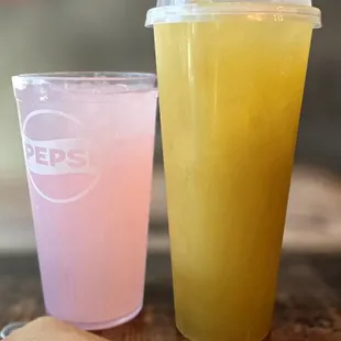 Pink Lemonade and 24oz Calamansi Sugar Cane
