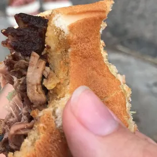 Couldn&apos;t stop eating this brisket sandwich long enough to take a picture until it was almost gone. SO GOOD.
