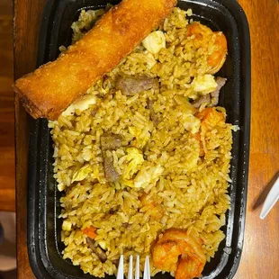 Sizzling Wok Special Fried Rice and Egg Roll