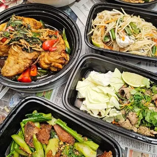 a variety of asian food