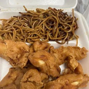 Lemon Chicken and Lo Mein