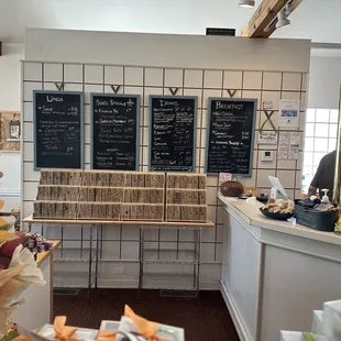 Menu and chocolate bars in every variety and sourced from beans from around the world