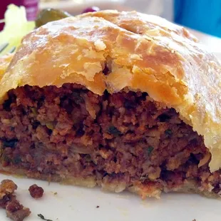 Finish pie with beef and veggies