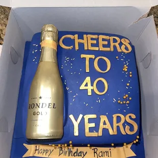 Cake for 40th Birthday beautiful with real bottle