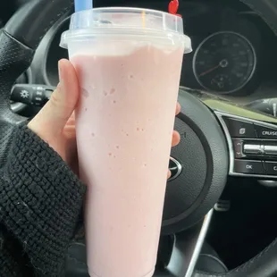 Strawberry smoothie. Powdered not fresh fruits